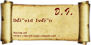 Dávid Iván névjegykártya